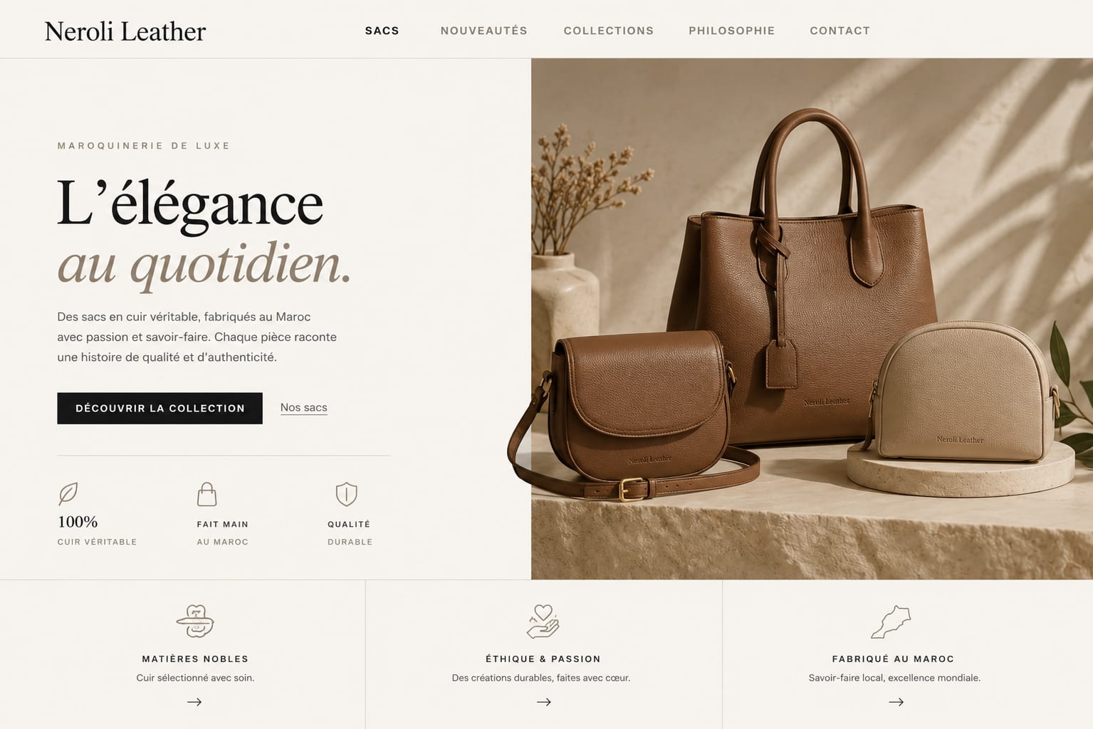 Boutique Neroli Leather maroquinerie marocaine — Brandixo
